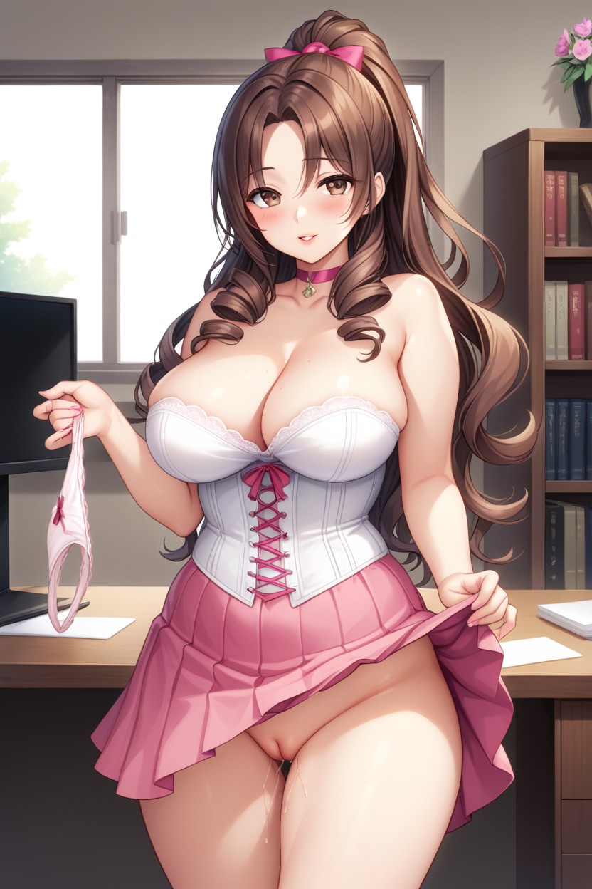 Flower, Low Waisted Puffy Pink Skirt, Avergonzada Hentai IA