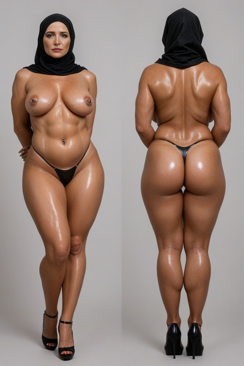 Naked, Thick, Oiled Skin MILF AI Porn