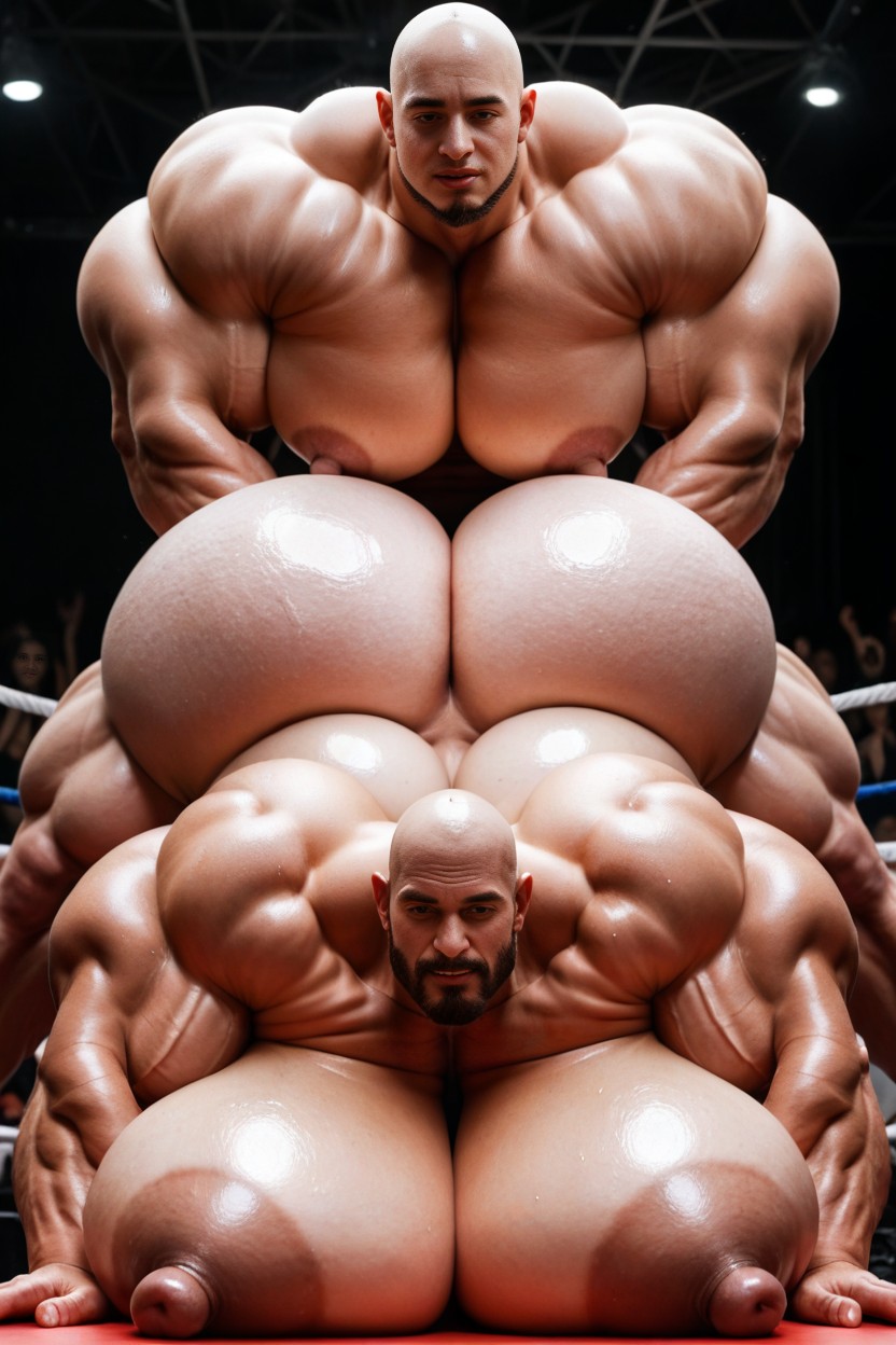 Massive Muscles, Hyper Breasts, Tanned Skin AI Porn