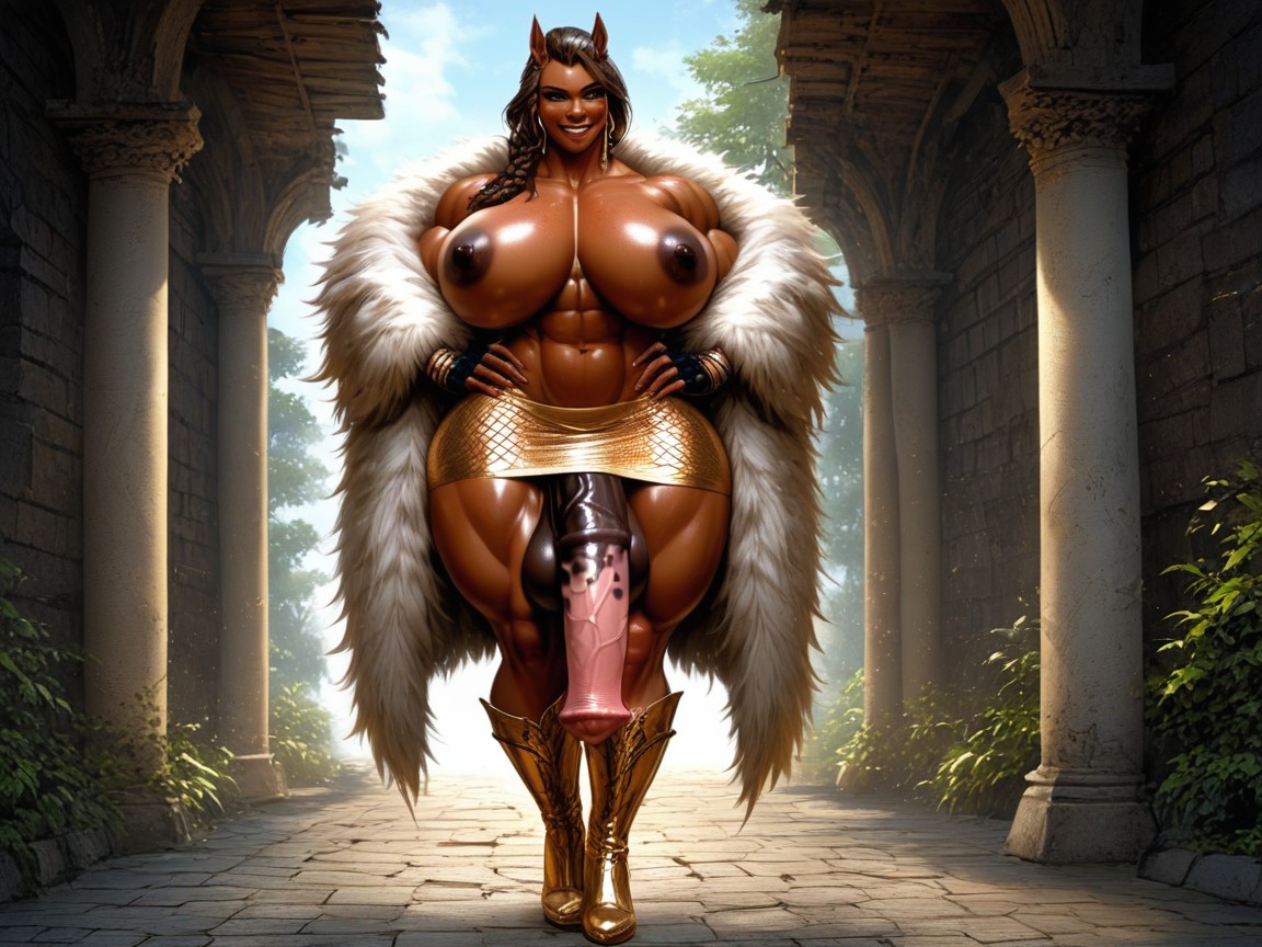 Massive Equineflare, Head, Braided Shemale AI Porn