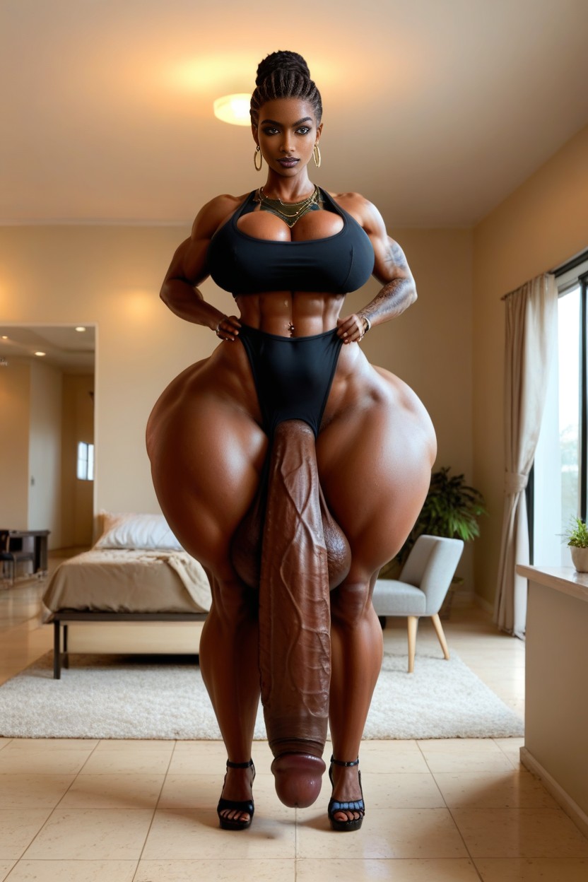 Her Head Reaches The Ceiling, 非常に大きい, Extremely Gigantic Ass ニューハーフAIポルノ