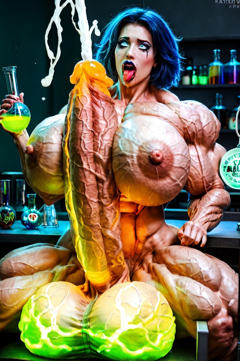 Extremely Veiny Radioactive Skin, Hyper Massive Thick Veiny Cock, Extremely Veiny Glowing Testicles Shemale AI Porn
