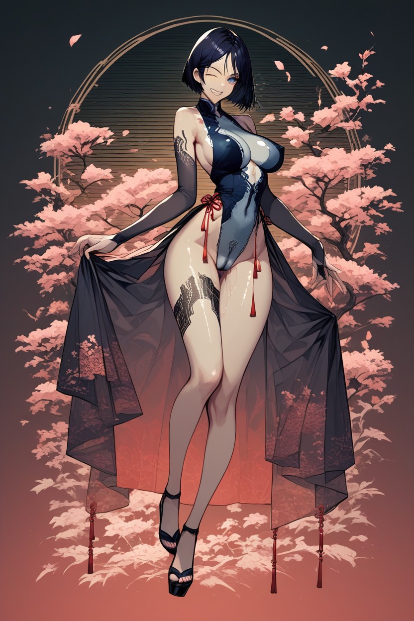 Visible Through Nipples Under Clothes, Elbow Length Silk Gloves, Round Toe Shoes Hentai IA