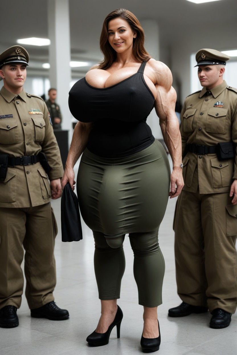 Gigantic Pectoralis Major, Gigantic Trapezius, Muscle Mommy Shemale AI Porn