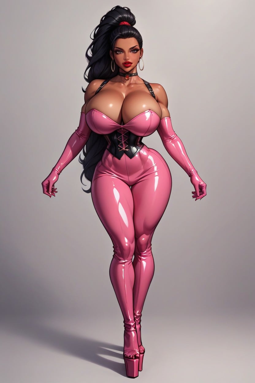 Long Legs, Dark Background, Thigh High Boots Shemale AI Porn
