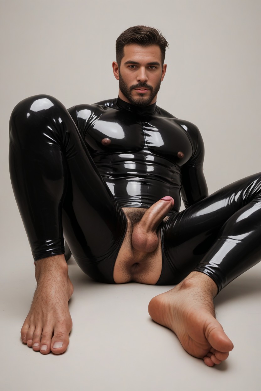 ラテックススーツ, Black Hairy Anus, Oval Face ゲイAIポルノ