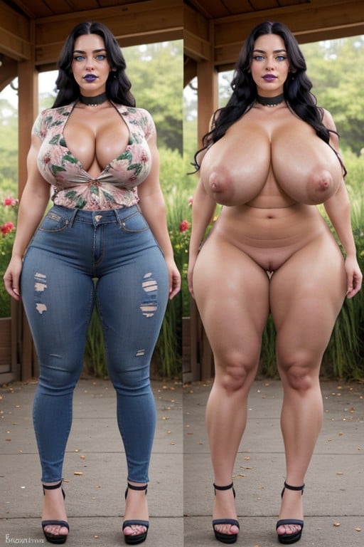 Colossal Ghetto Booty, Hyper Muscular Bulging Thighs, Curvy Bimbo AIポルノ