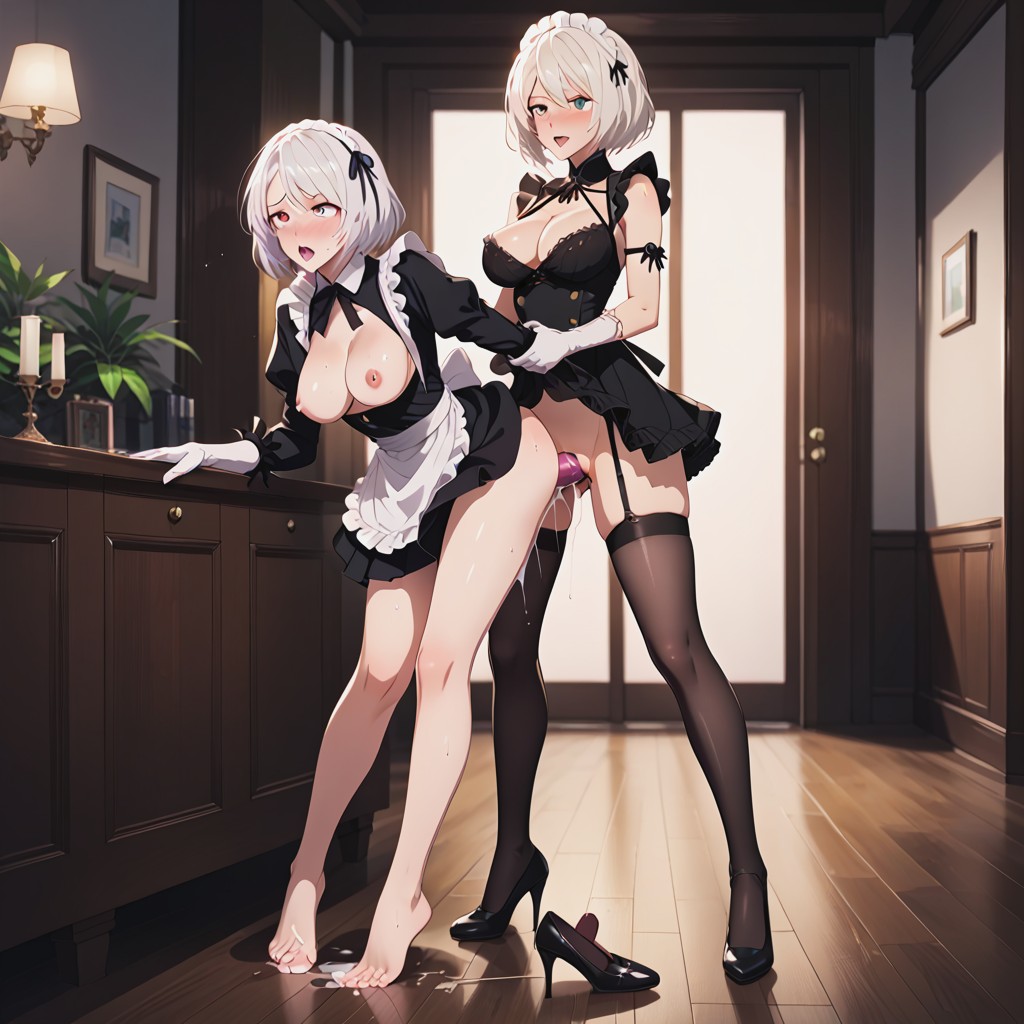 Two Women, Full Body, Exposed Breasts Hentai AI Porn