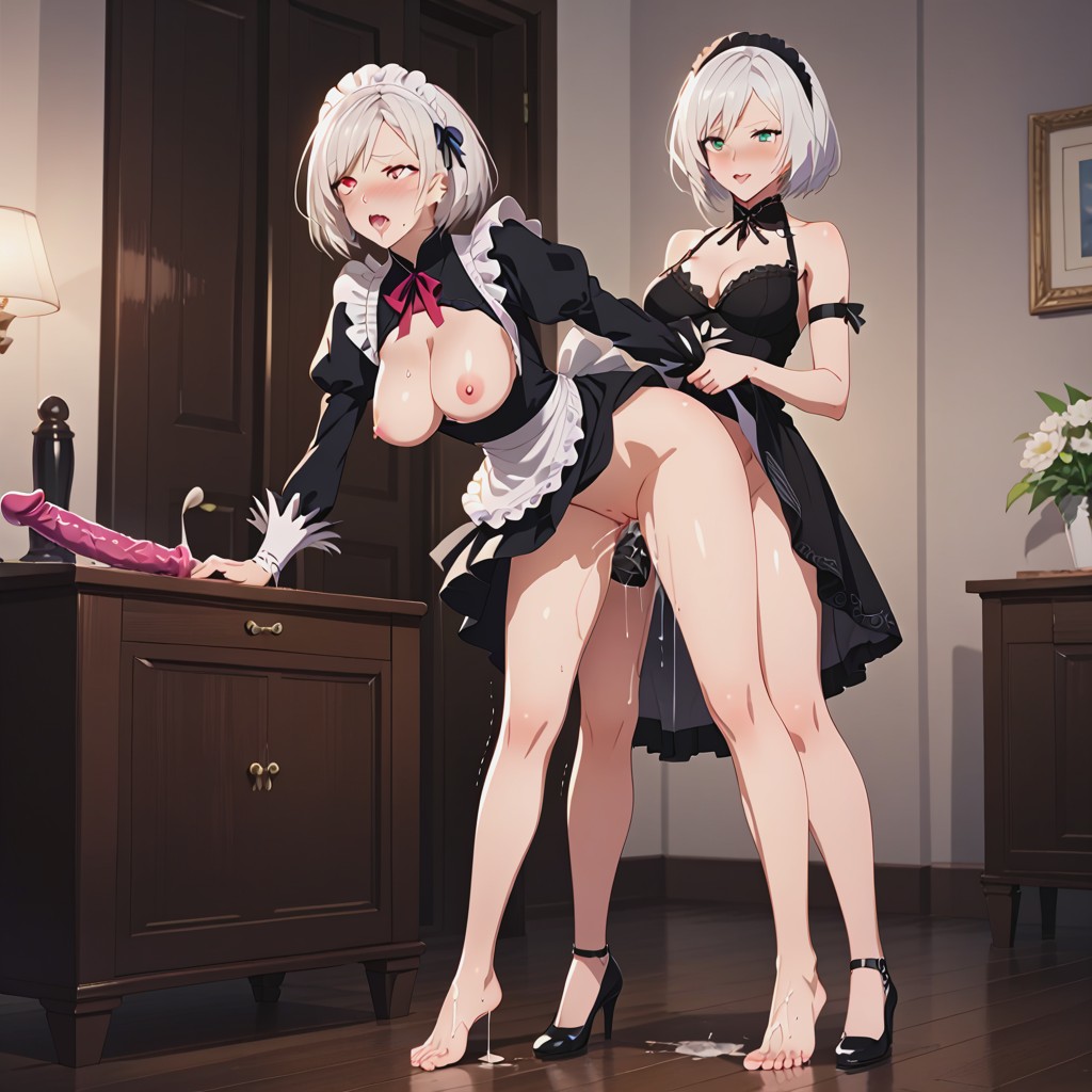 Buckled Knees, Lesbian, No Panties Hentai AI Porn