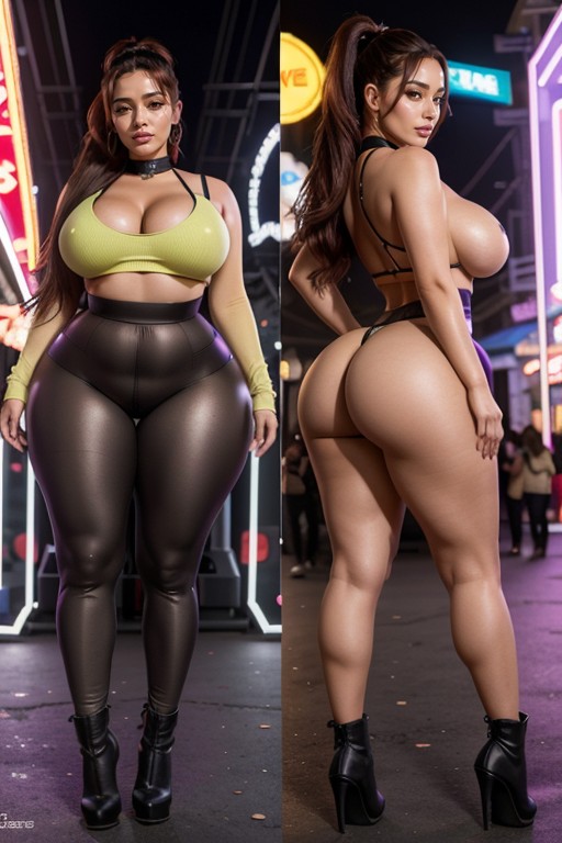 Curvaceous Vixen Goddess, Ponytail, Extremely Large Ass AIポルノ