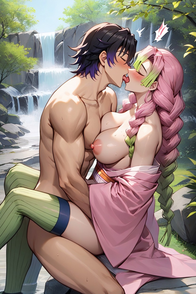 French Kiss, From Above, Side View Hentai AI Porn