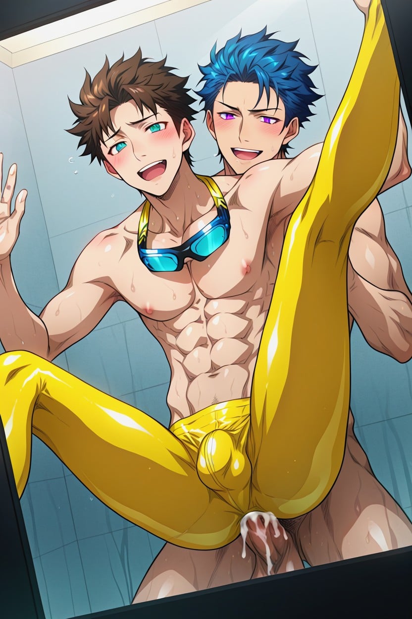 Swimming Goggles On Neck, スキニー, オーガズム ゲイAIポルノ