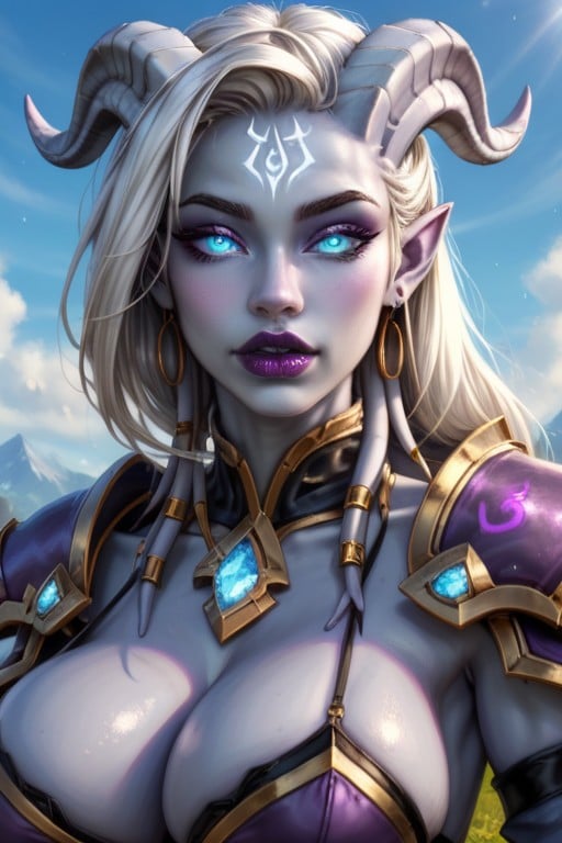 Draenai Tail, Blue Eyes, Front View AI Porn