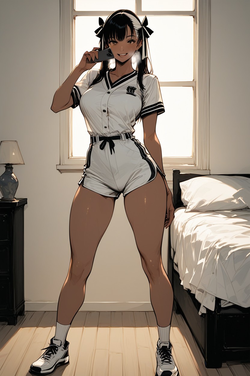Tan Stomach, Window, Wide Hips Hentai AI Porn