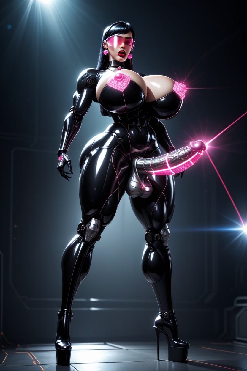Tall Wedges, Erect Metallic Nipples Shooting Lasers, Bimbo AI Porn