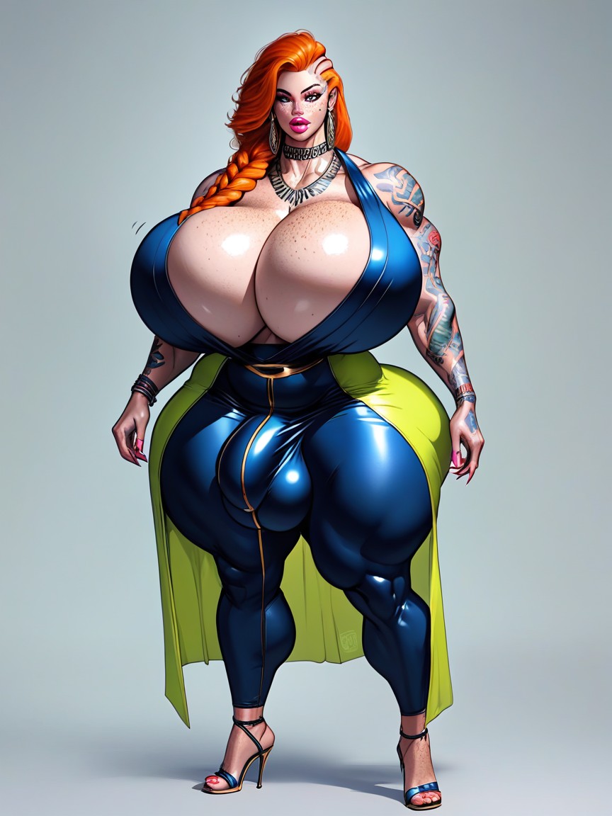 Thick Lips, Alien Head, Colossal Breast Shemale AI Porn