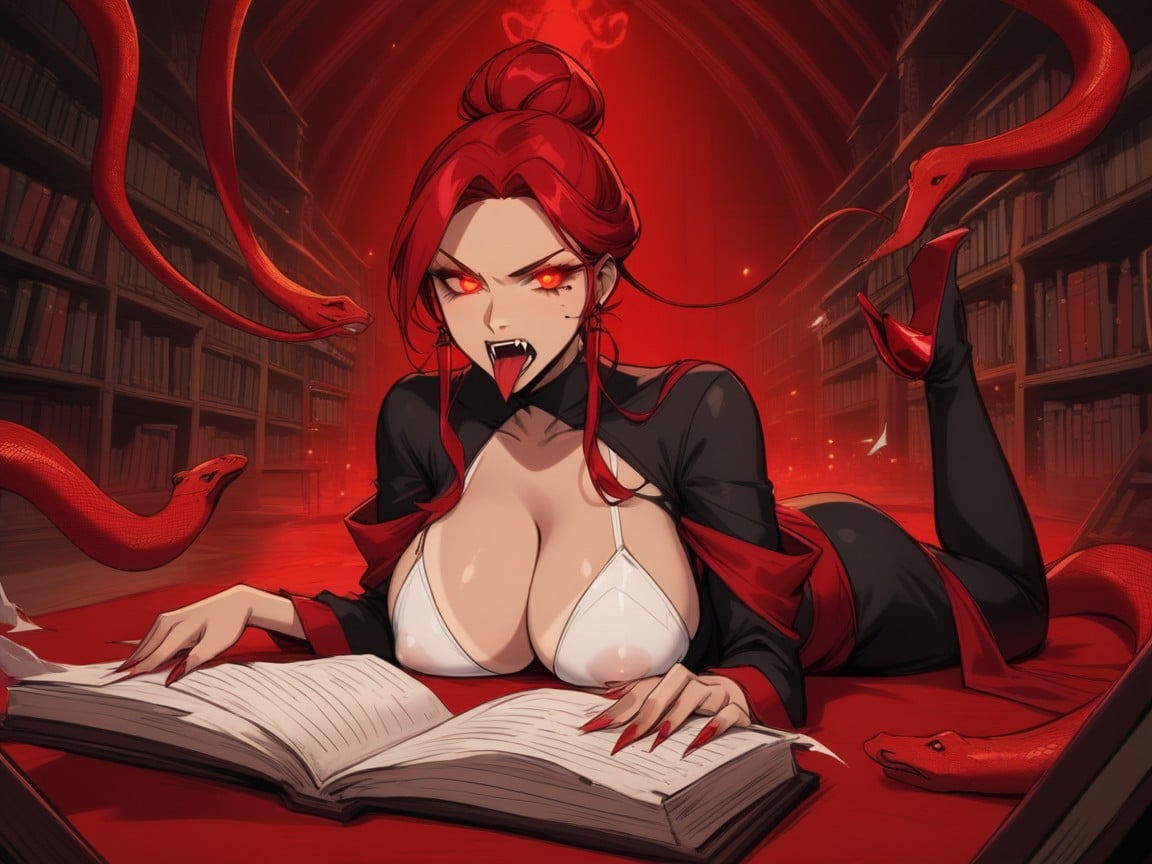 Floating Books, Big Red Snakes On Floor, Petit Cul Porno IA Latina
