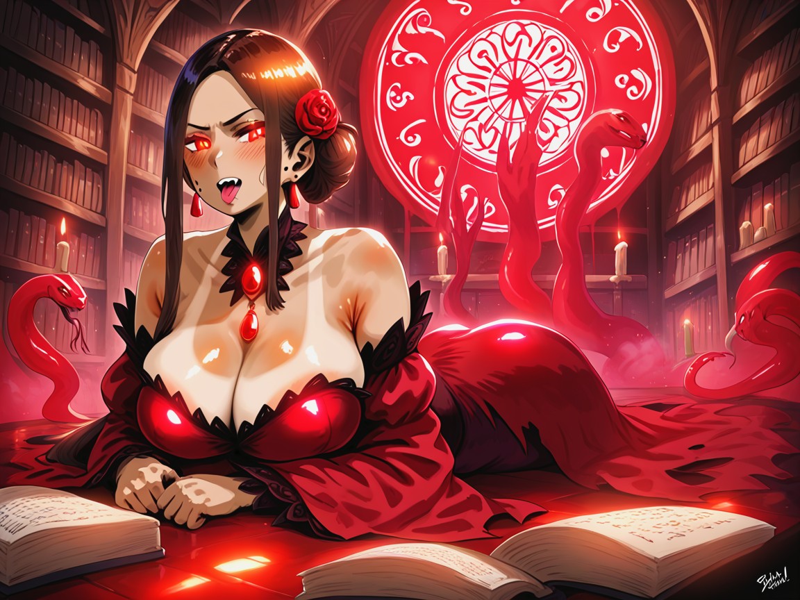 Low Waist Length, Upturned Eyes, Bokeh Hentai AI Porn