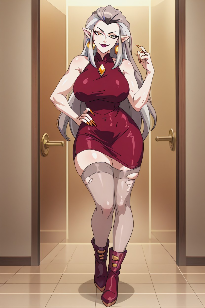 Massive Breast, Wide Hips, Maroon Lips AI Porn