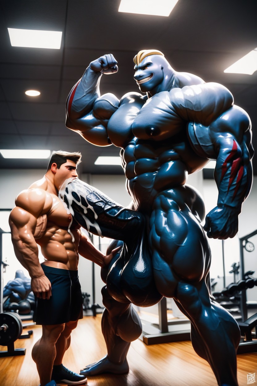 Extreme Hyper Muscles, Black Cop, Extreme Cum On Face AI Gay Porn