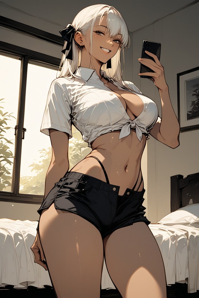 Legs Spread, Bedroom, Face Close Up View Hentai AI Porn