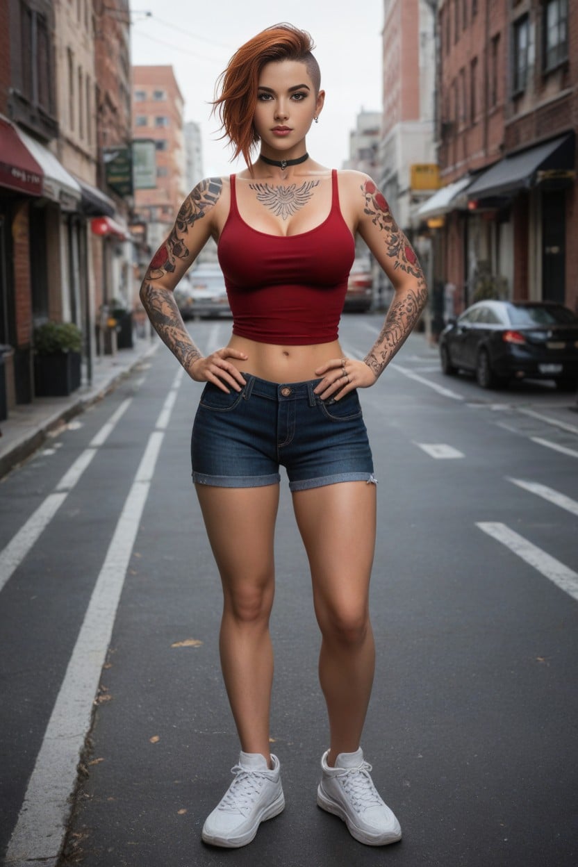 Tattoos On Chest And Abdomen, Tribal Tattoos, Rings AI Porn