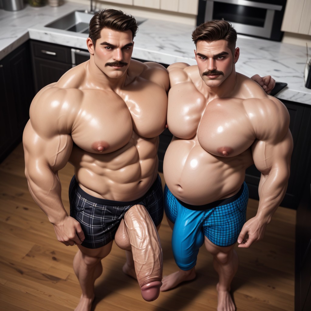 Big Hyper Long Cock, Huge Cock, Round Pecs ゲイAIポルノ