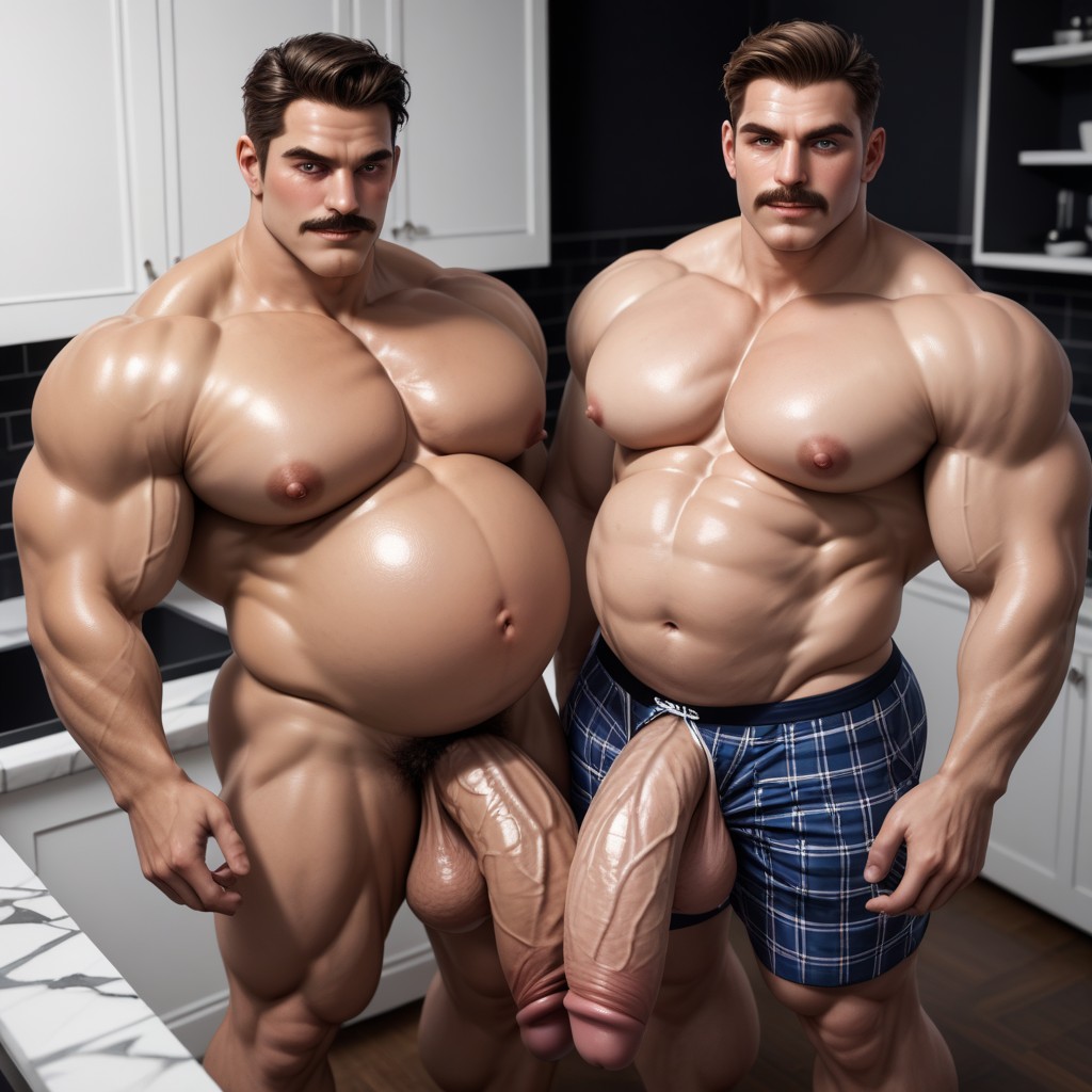 Brown Hair, Thick Girthy Cock, Long Fat Cock ゲイAIポルノ
