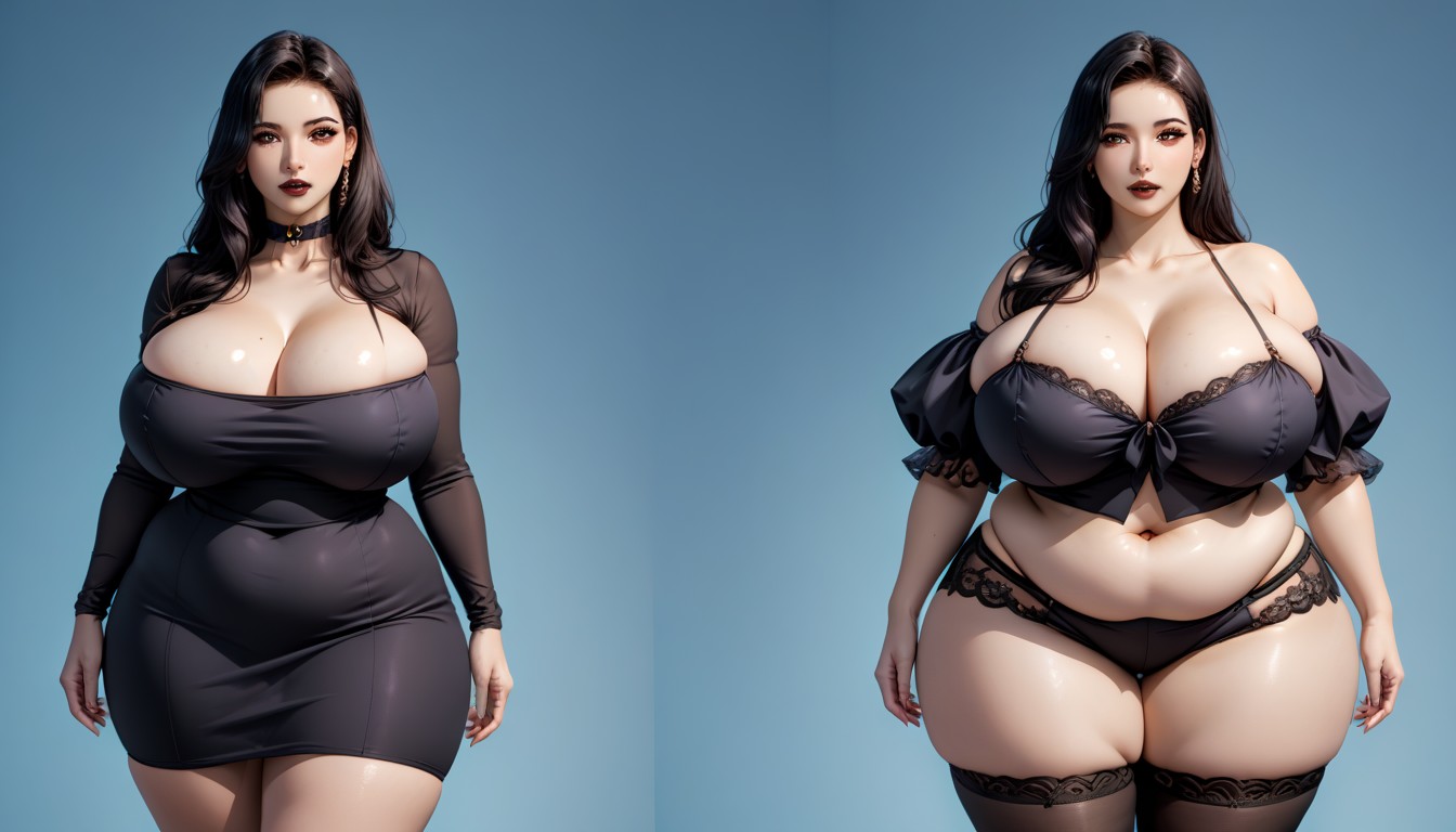 Hyper Mega Fat Ass Expansion, Gothic, The Most Perfect Sexy Thick Plump Very Fat Asian American Woman BBW AI Porn