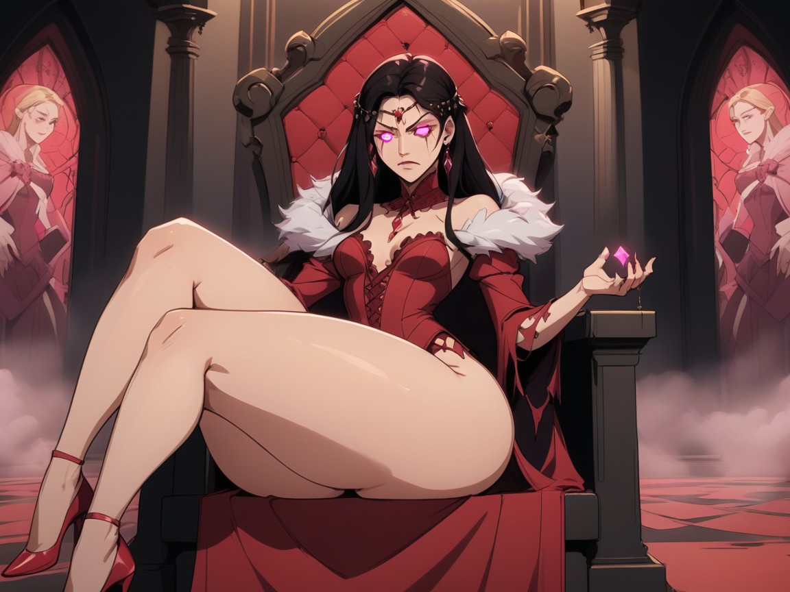Ballroom Background, Tilted Diamond Circlet, Red Fur Rug Latina AI Porn