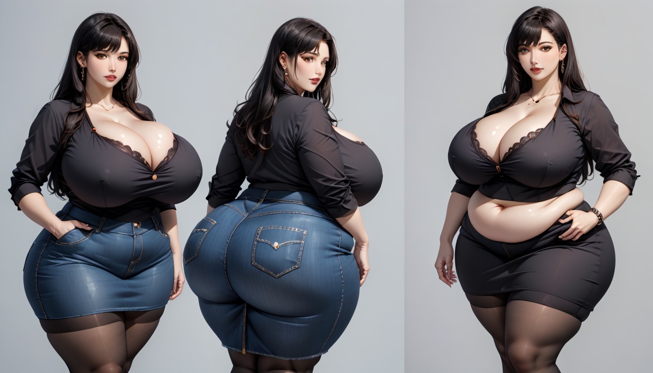 Most Hyper Ultra Mega Busty Woman Ever To Be Seen, Standing, Hyper Mega Fat Ass Expansion BBW AI Porn