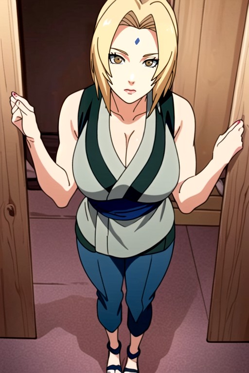 Detailed Hands, Natural Beauty, Blue Capri Pants Hentai AI Porn
