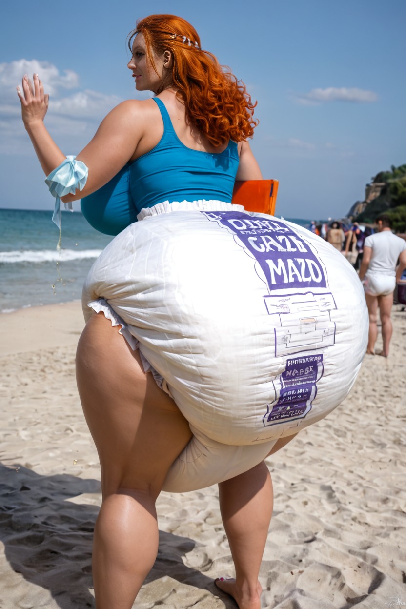 Colossal Sized Diaper, Very Hard Nipples, Wearing Diaper AI Porn