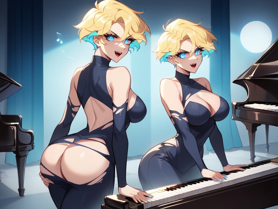 Rounded Ass, Cracked Mirrors, Blue Eyes Hentai AI Porn