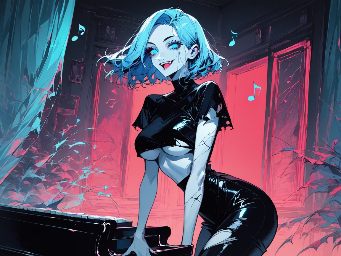 Bending Over, Flowing Blue Curtains, Tight Round Ass AI Porn
