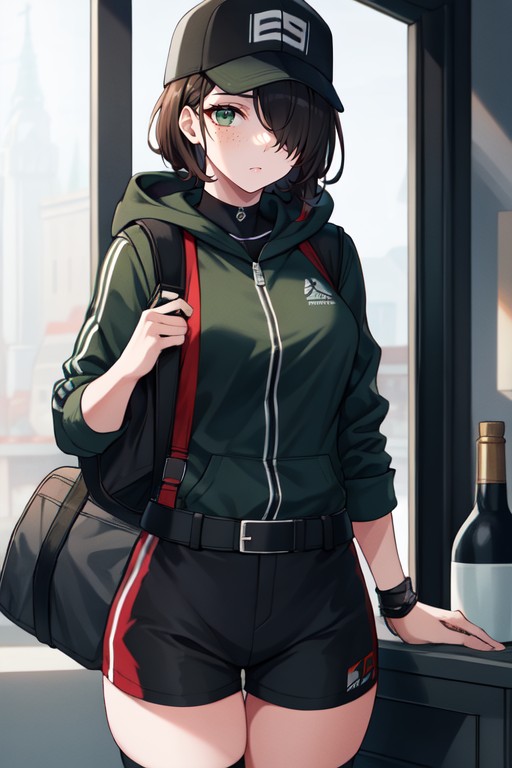 Ultra Quality Lineart, Jacket, Form Fitting Black Shirt Hentai AI Porn