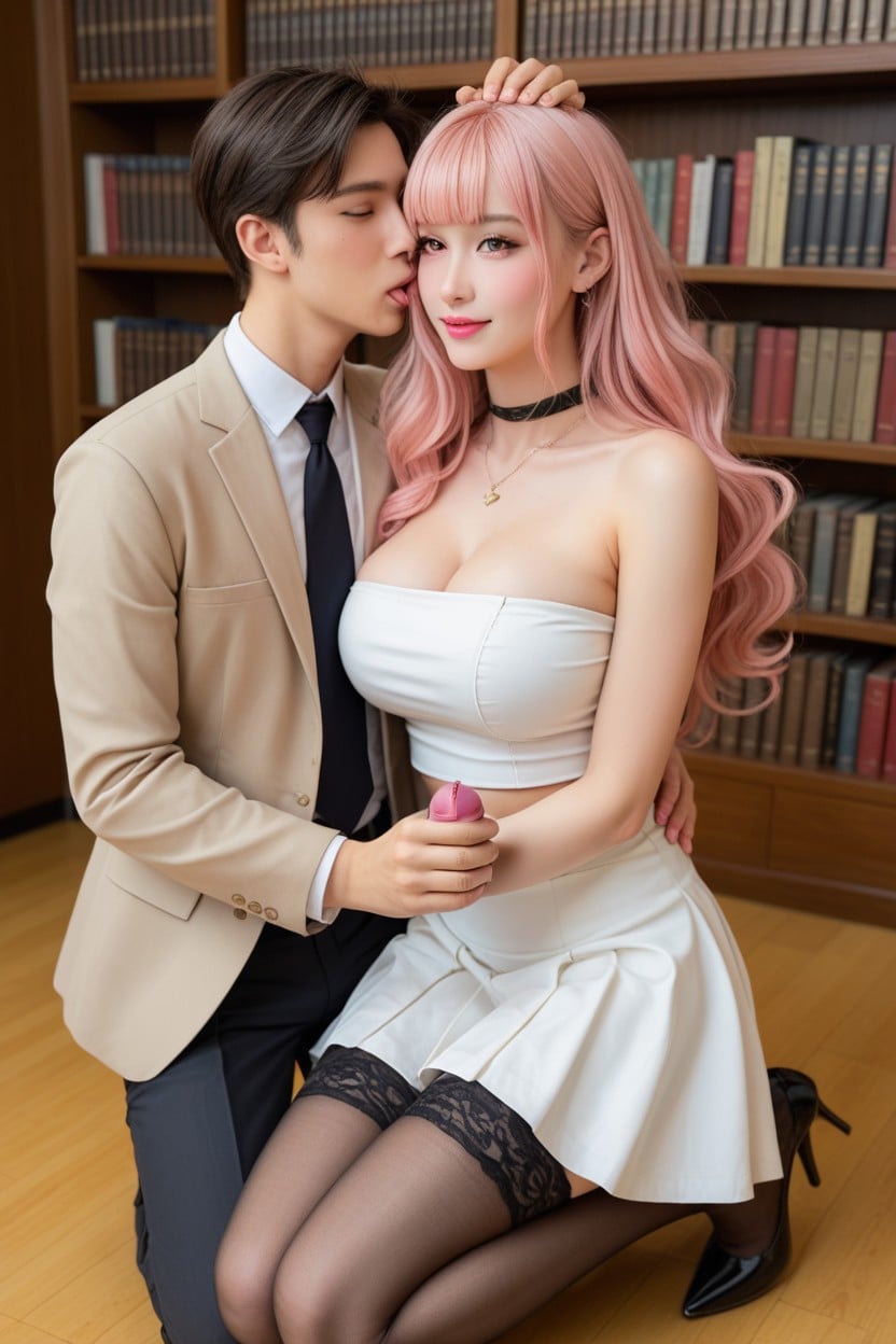 White Skirt, Wedding Ring, Pink Hair Porno IA Asiatique