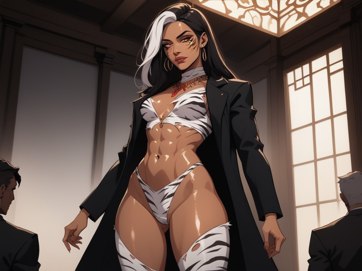 Neon Silver Fog, Squared Firm Ass, Indoors Latina AI Porn