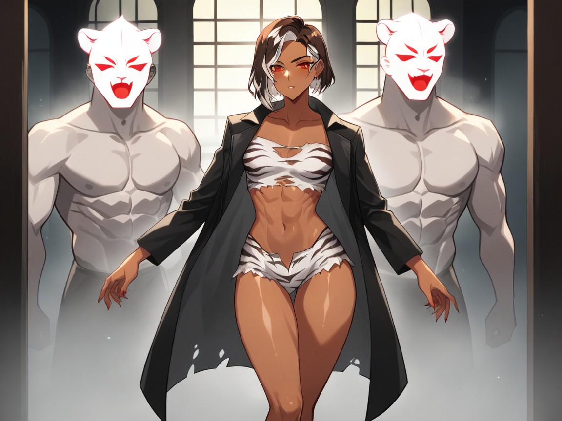Afterimage, Black Hair With Silver Highlights, Squared Abdomen Hentai AI Porn