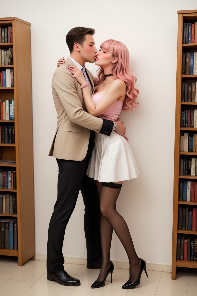 Pale Skin, Ultra High Details, Man Kissing Her Neck Porno IA Asiatique
