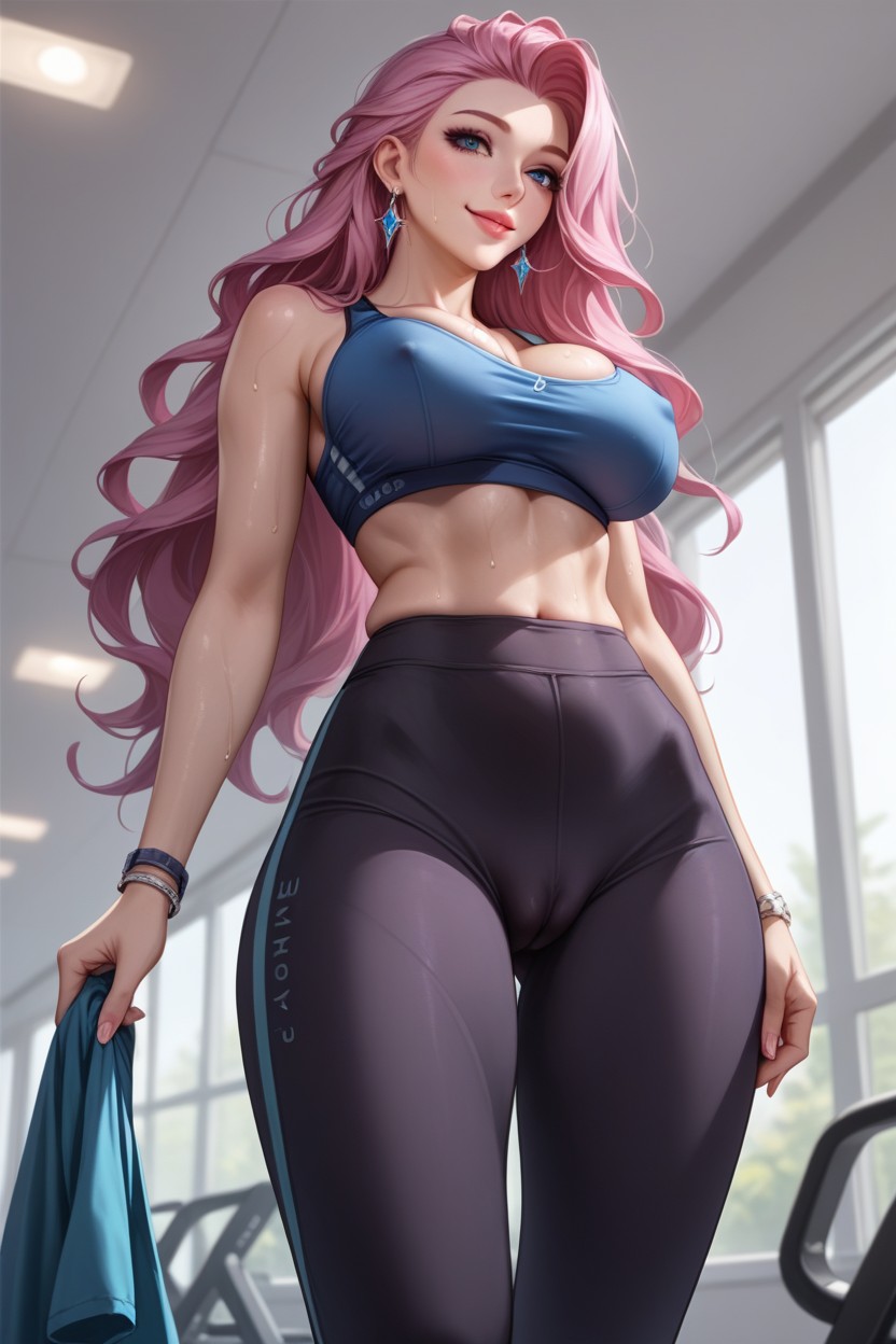 Sweaty, Sports Bra, Smiling Hentai IA
