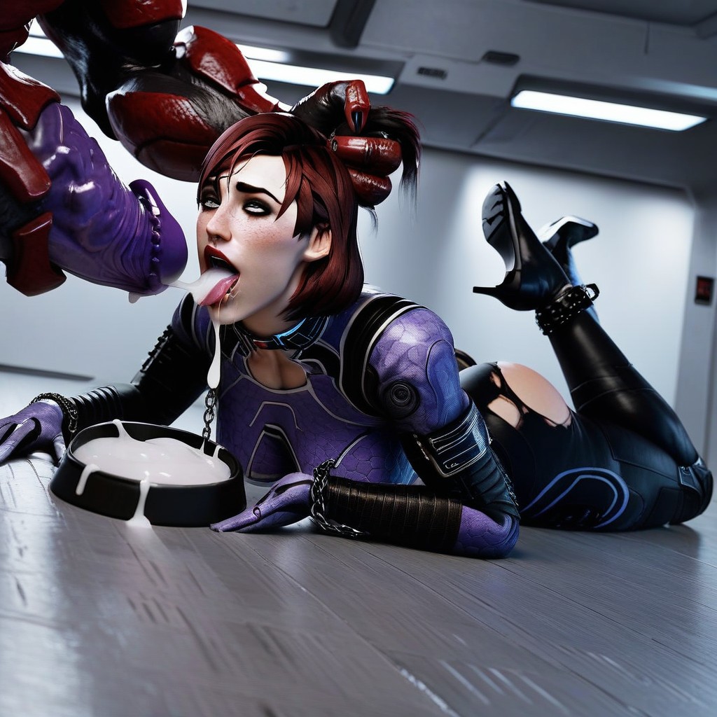 Head On Floor, Hair Pulling, Close Up Hentai AI Porn