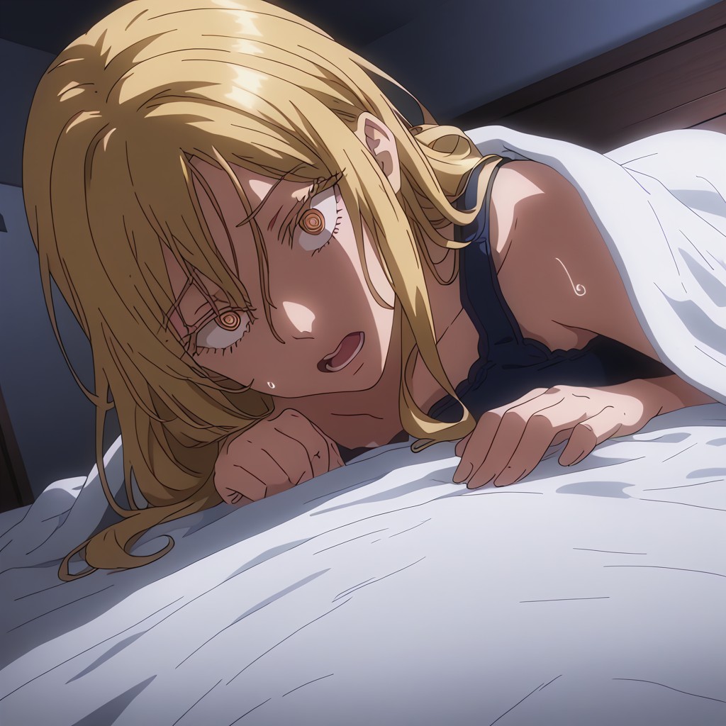 Whole Body Under Blankets, Open Mouth, No Light Hentai AI Porn