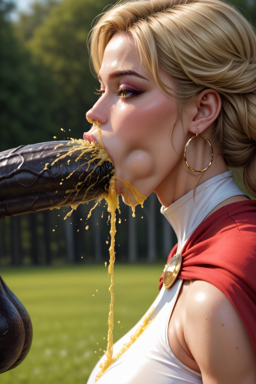 Focus On Mouth, Cum On Chin, Massive Ass MILF AI Porn
