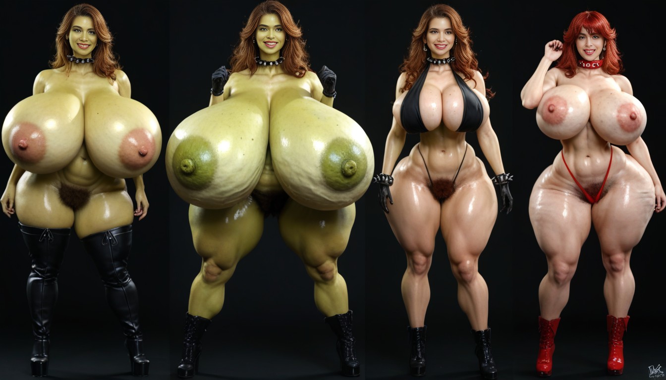 Oiled Skin, Spiked Gloves, Impressive Details AI Porn