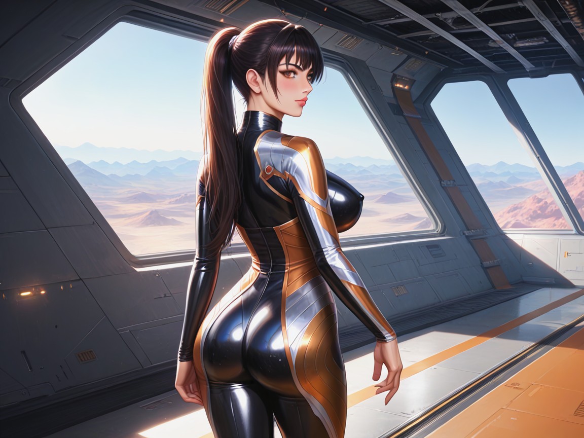 Sleek Space Station, Ultra Detailed, Straight Hair Hentai IA