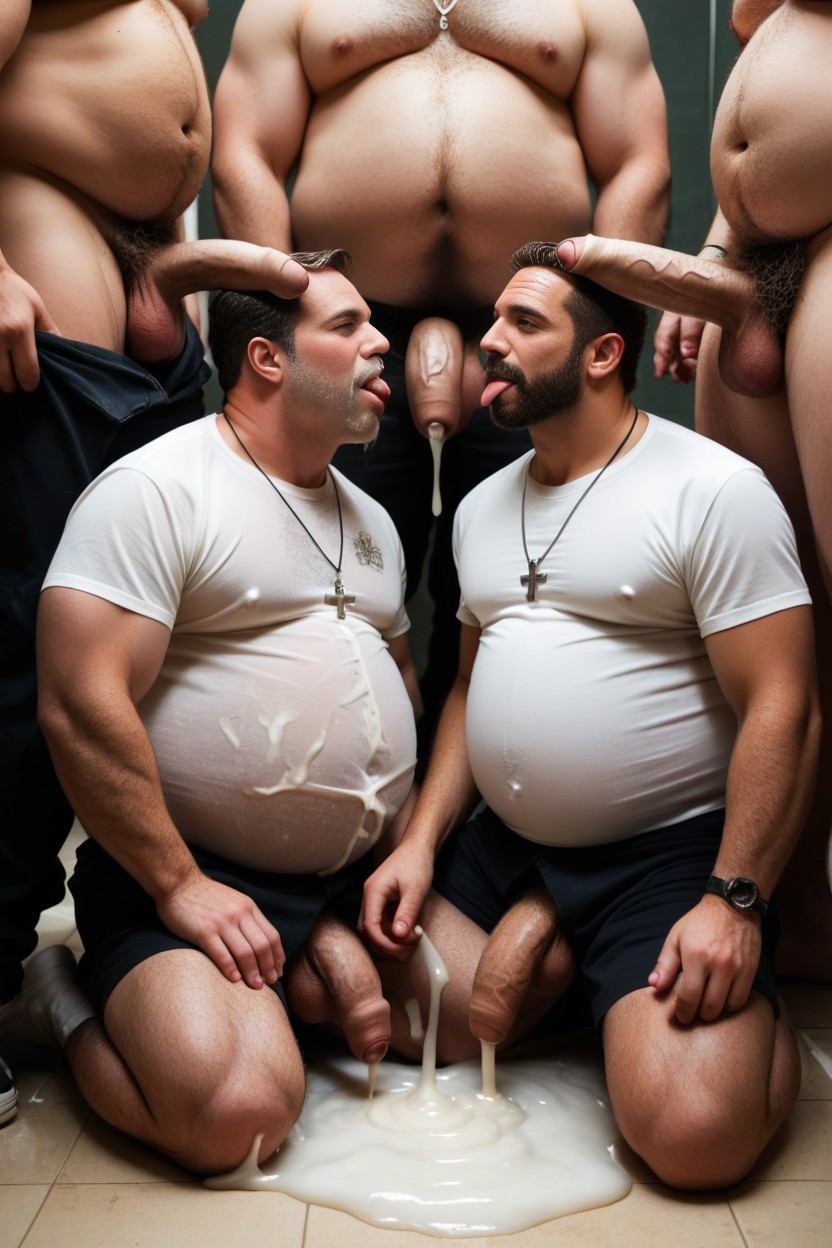 Shirt Soaking Wet With Cum, Foreskin Covering Penis Glans, Piles Of Cum AI Gay Porn