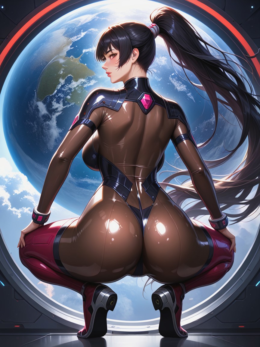 Panoramic Vista, Oiled Body, Eve Is Holding A Sleek Sword Hentai AI Porn