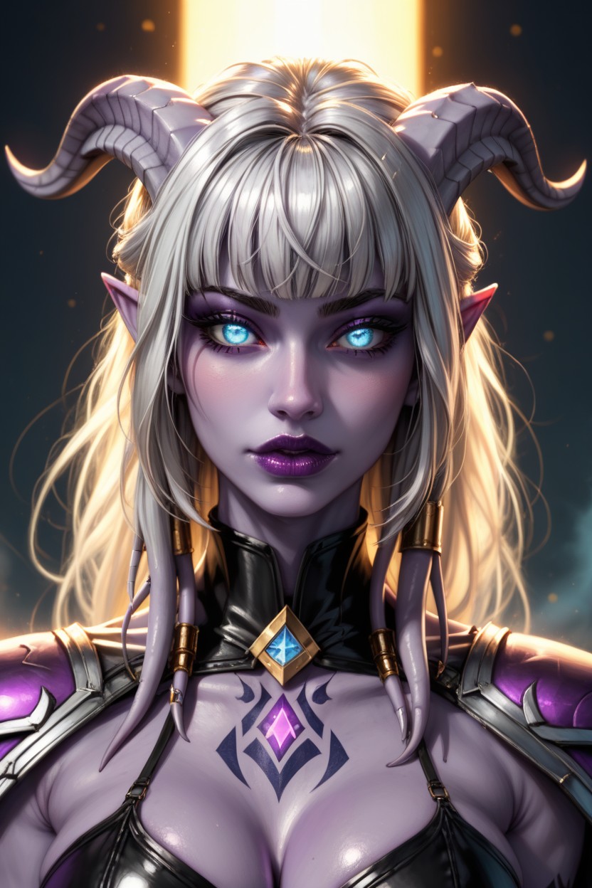 Close View, Bangs, Silver Hair Color AI Porn