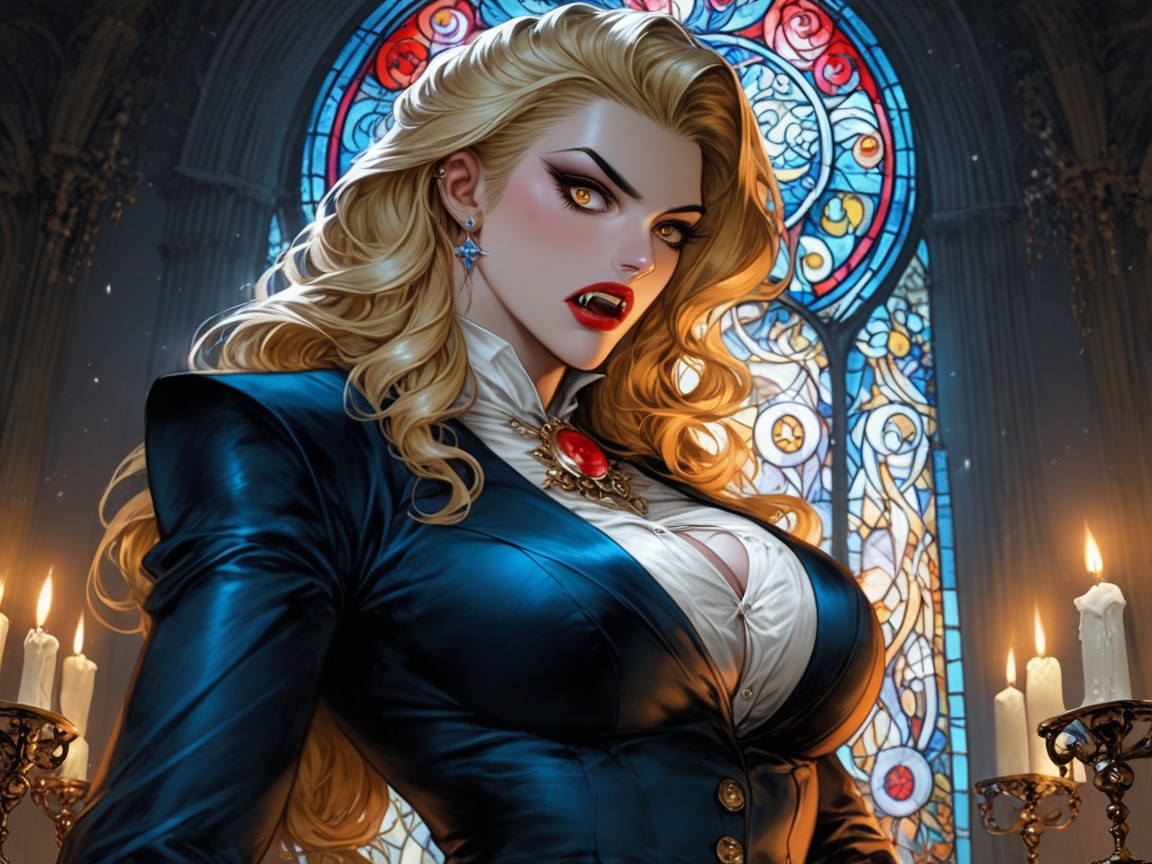 Deep Crimson Velvet Waistcoat Beneath, Skinny, Massive Breast AI Porn